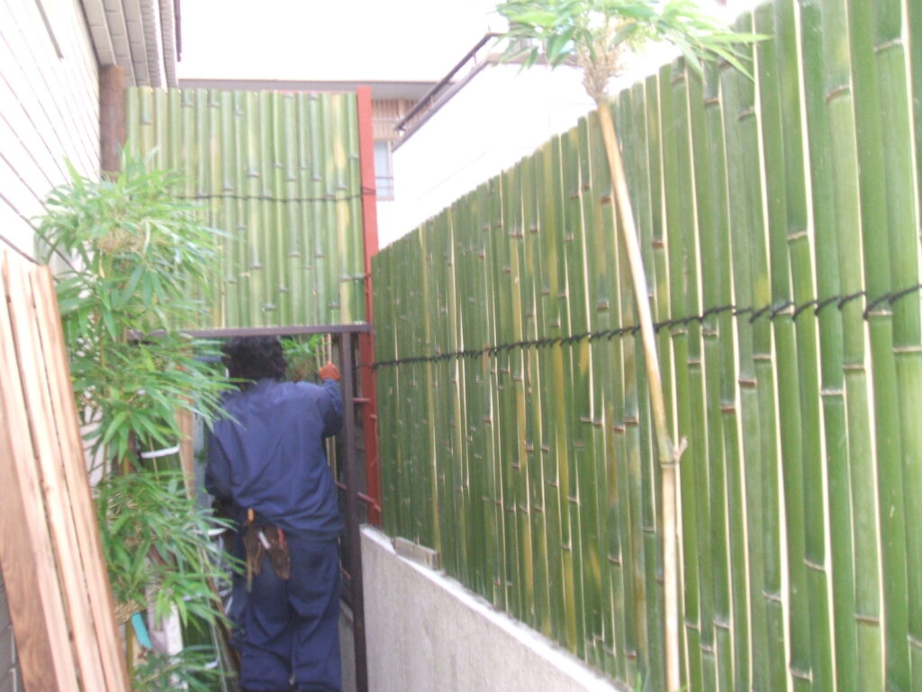 杉並区　造園　竹垣設置状況