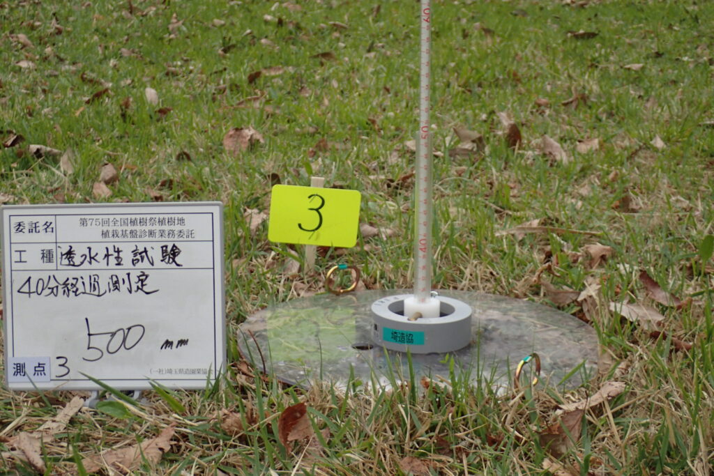植栽基盤診断　現場透水試験