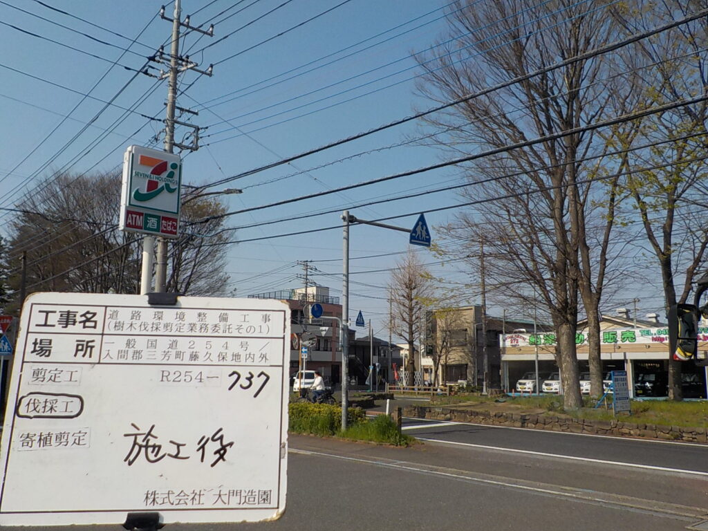 三芳町　維持管理　樹木伐採　伐採作業　施工後