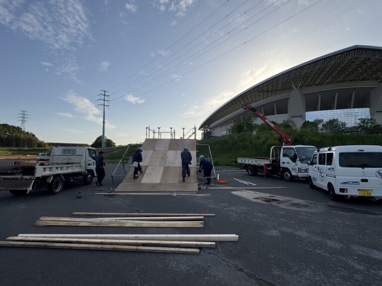 土木工事　インラインスケート　スタート台設置